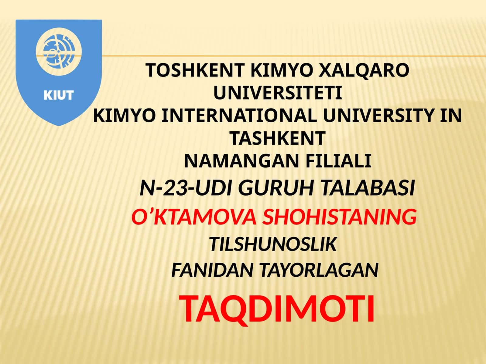 TILSHUNOSLIK TAQDIMOTI 1