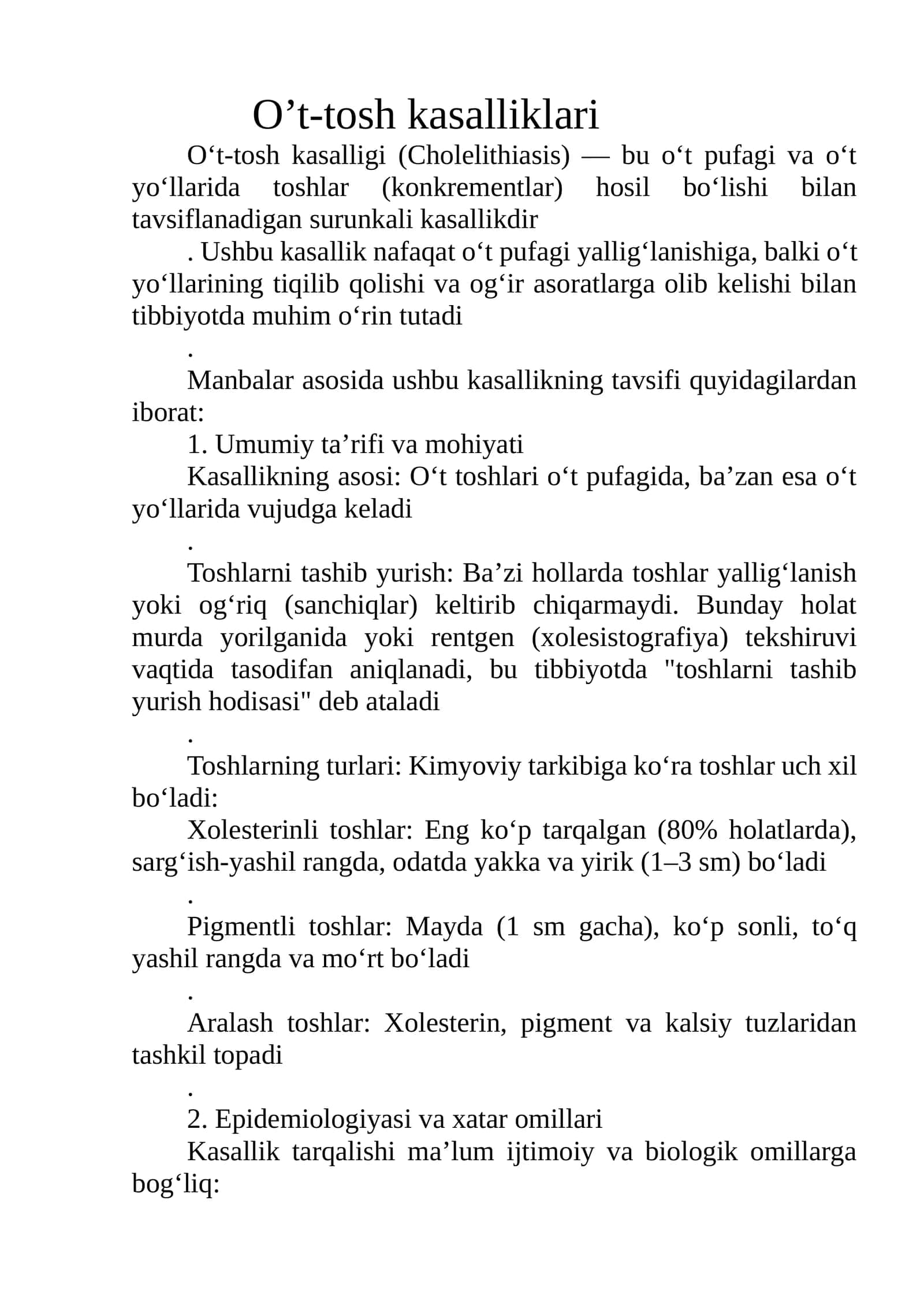 O't-tosh kasalliklari 1