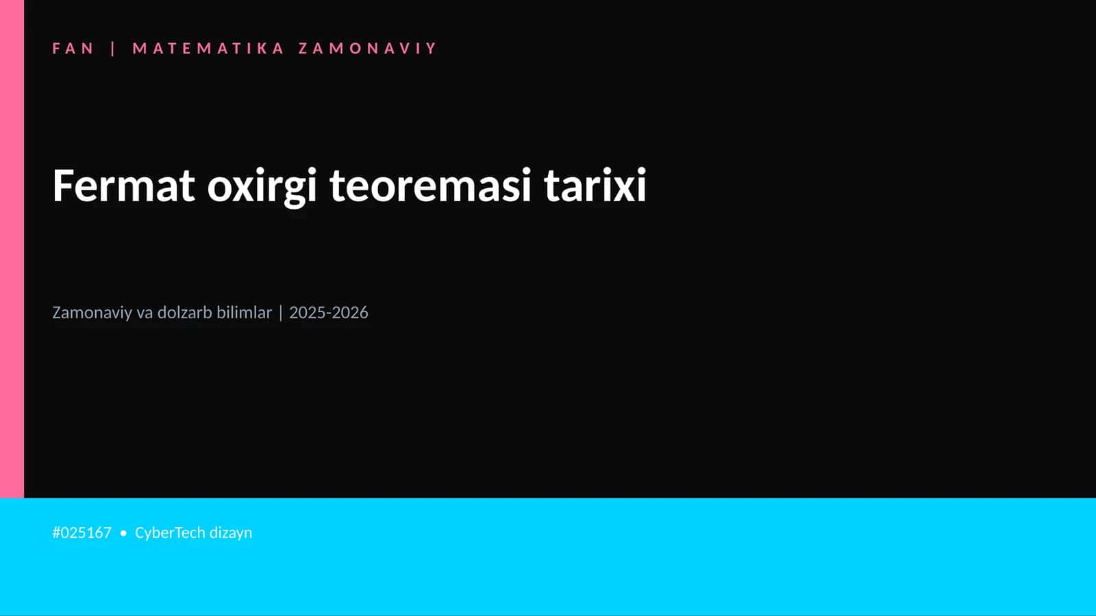 Fermat oxirgi teoremasi tarixi 1