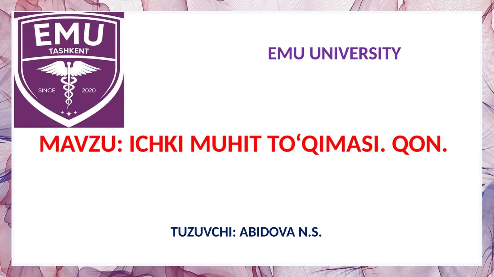 ICHKIMUHIT TO‘QIMASI. QON 1