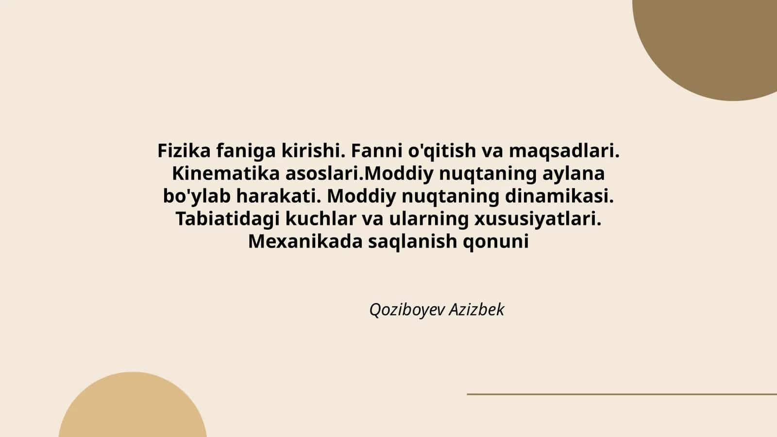 Fizika faniga kirishi 1