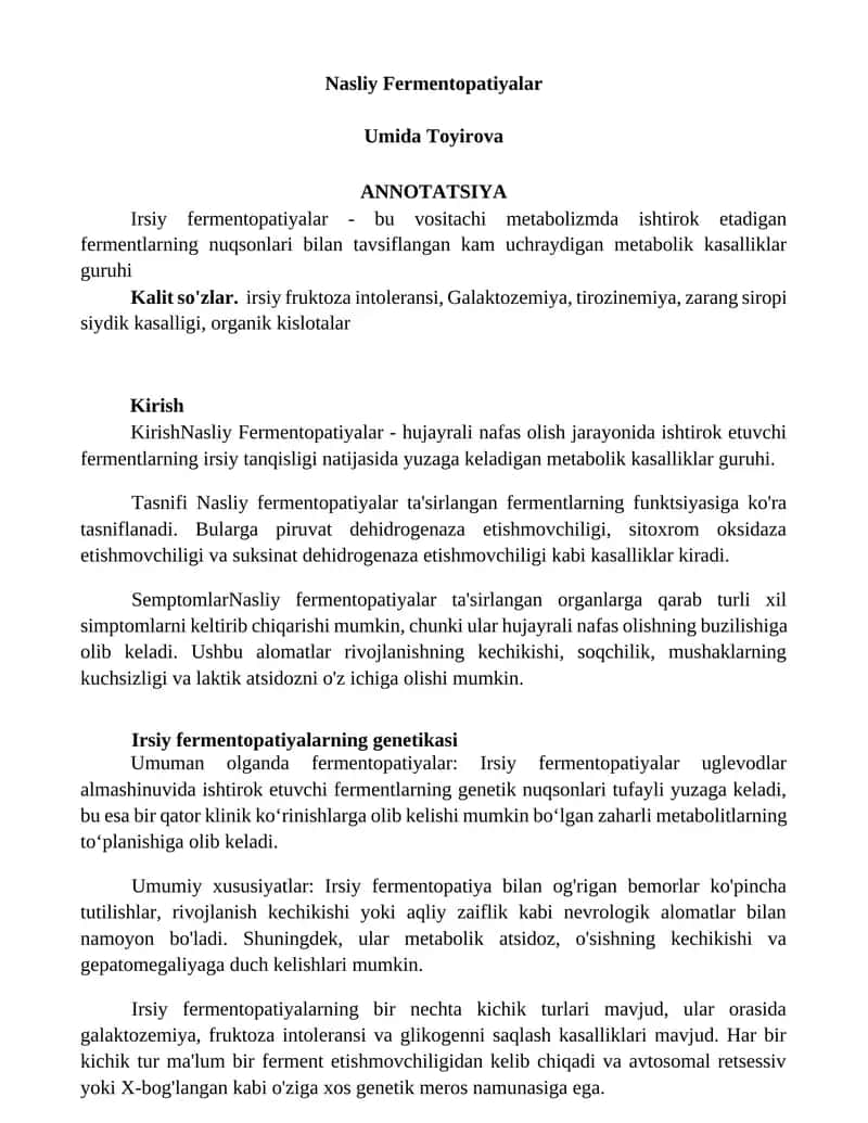 Nasliy Fermentopatiyalar 1