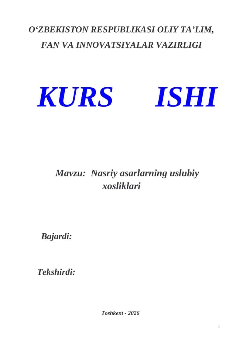 Nasriy asarlarning uslubiy xosliklari 1