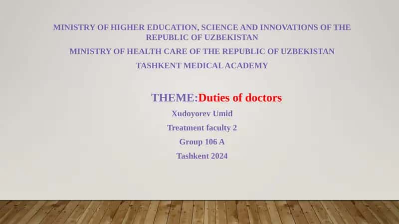 Duties of doctors 1