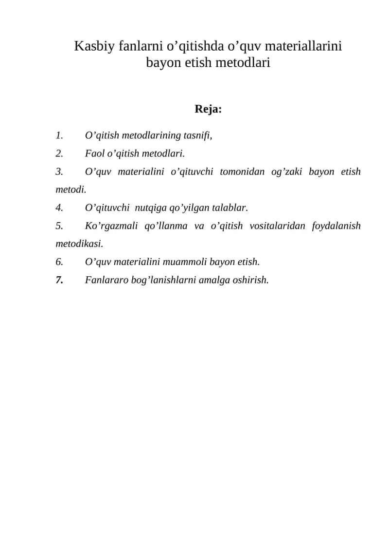 O’qitish metоdlarining tasnifi 1