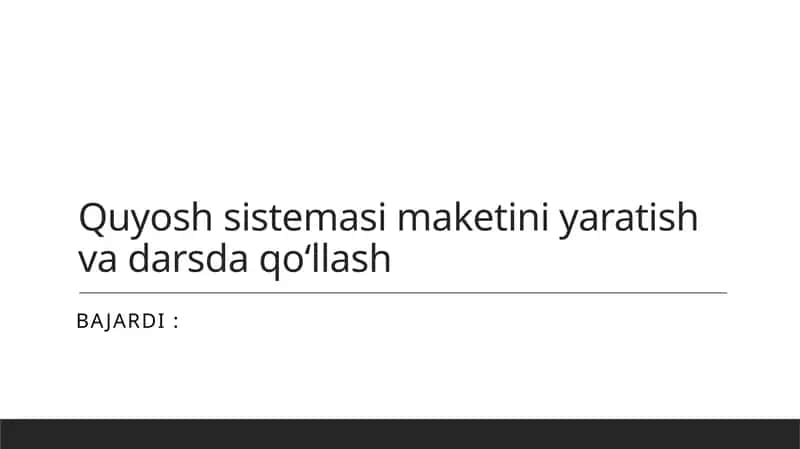 Quyosh sistemasining maketini yaratish 1