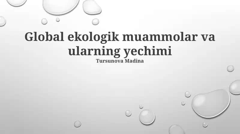 Global ekologik muammolar va ularning yechimi 1