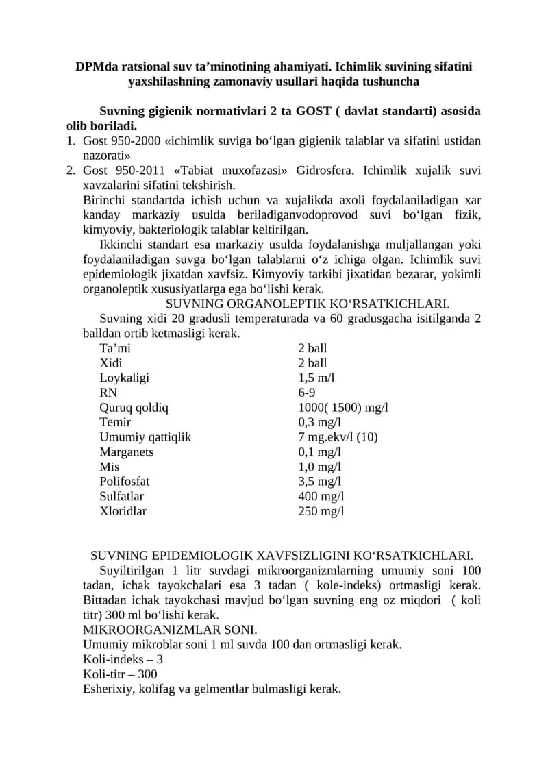 Ichimlik suvi sifatini yaxshilash 1