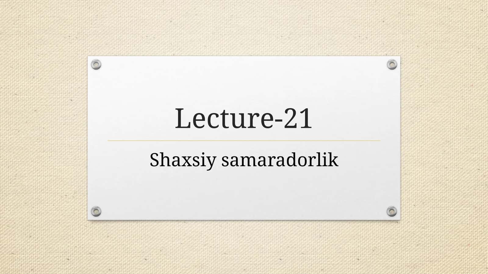 Shaxsiysamaradorlik 1