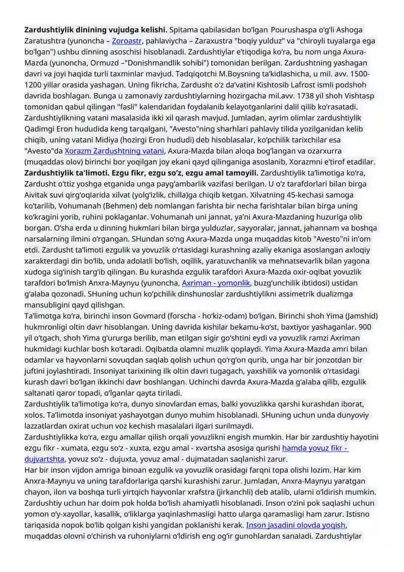 Zardushtiylikning vujudga kelishi
