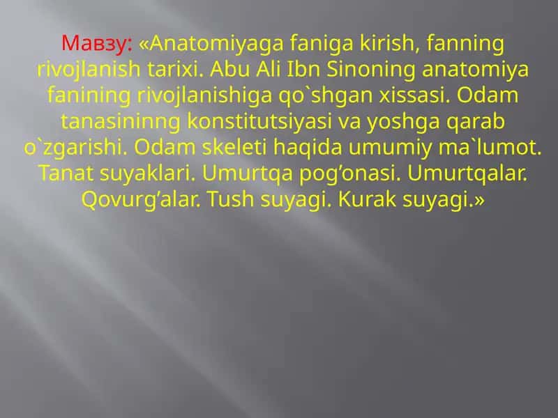 Anatomiya fanining rivojlanishi 1
