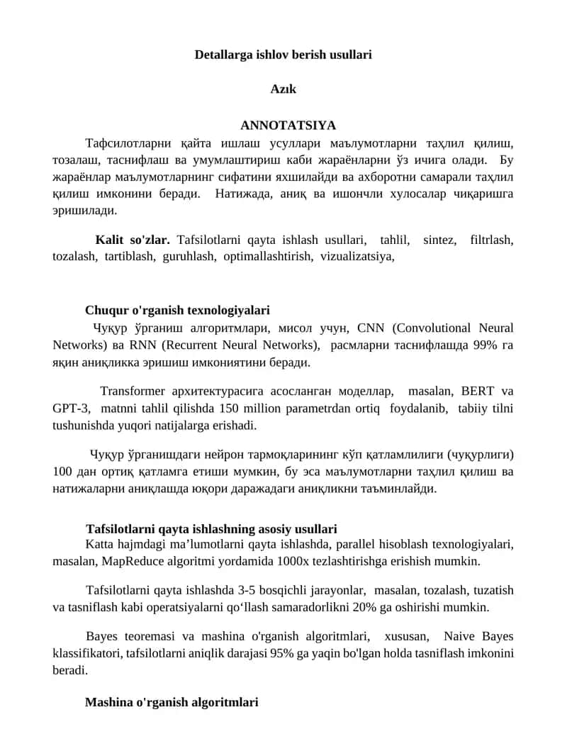 Detallarga ishlov berish usullari 1