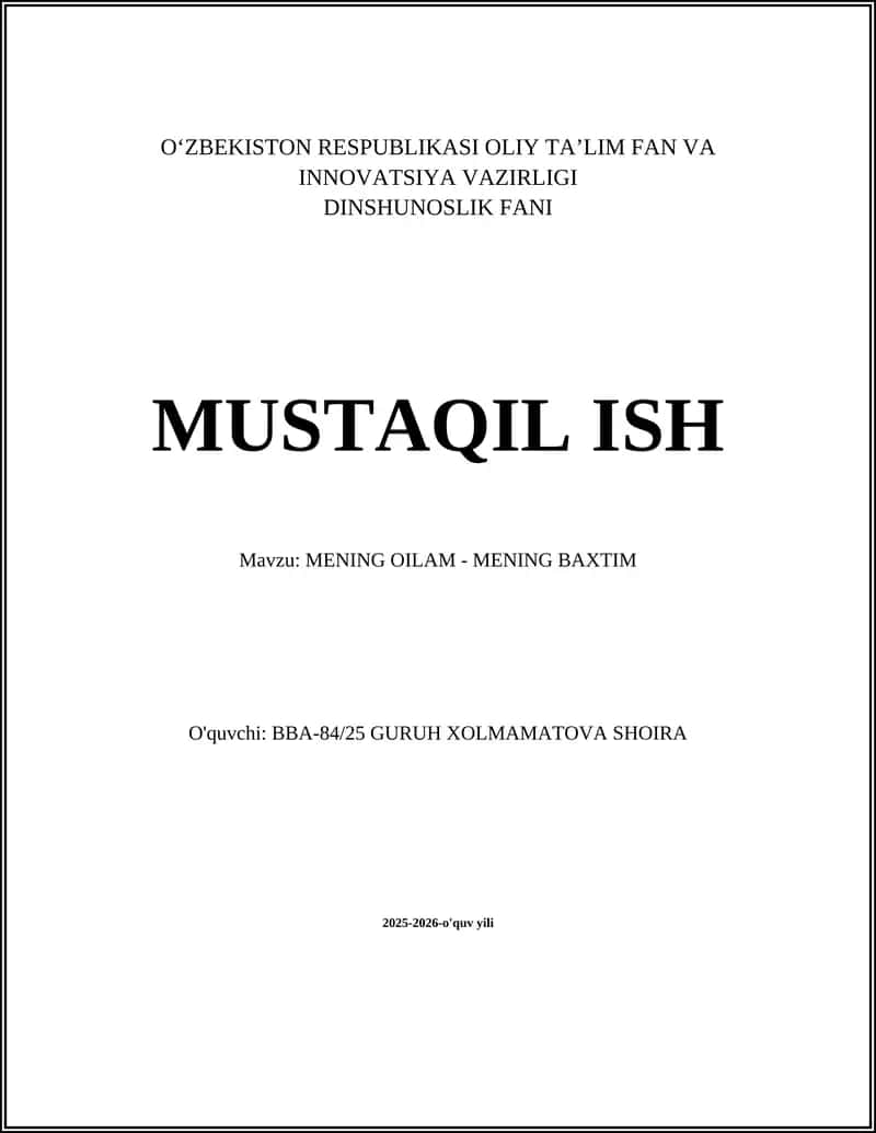 MENING OILAM - MENING BAXTIM 1