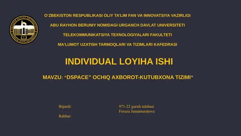 DSPACE OCHIQ AXBOROT-KUTUBXONA TIZIMI 1