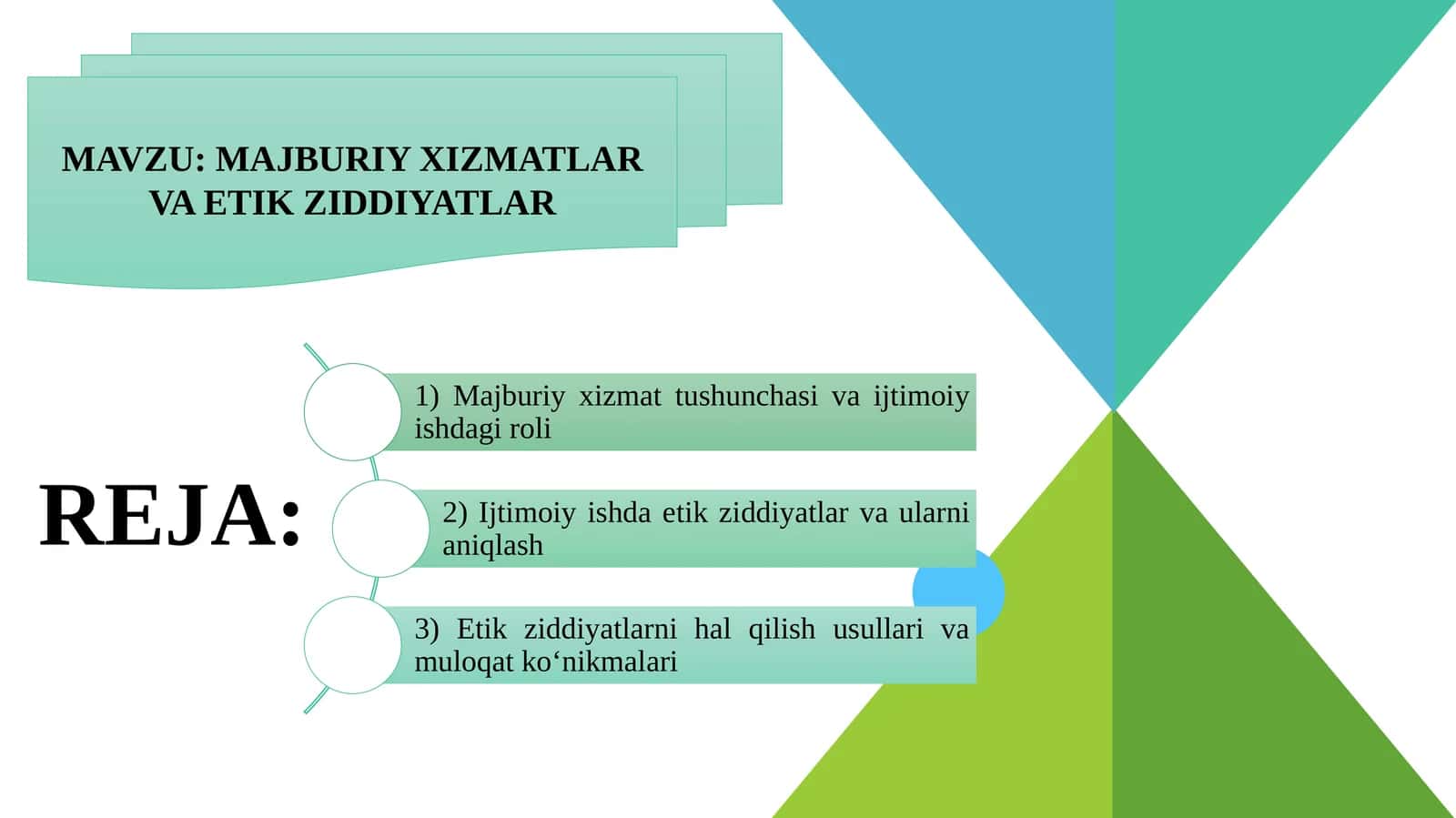 MAJBURIY XIZMATLAR VA ETIK ZIDDIYATLAR 1