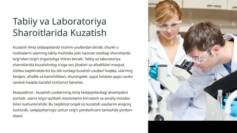 Tabiiy va Laboratoriya Sharoitlarida Kuzatish 1