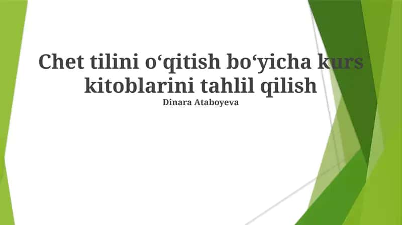 Kurs Kitobi Mazmun Tahlili 1