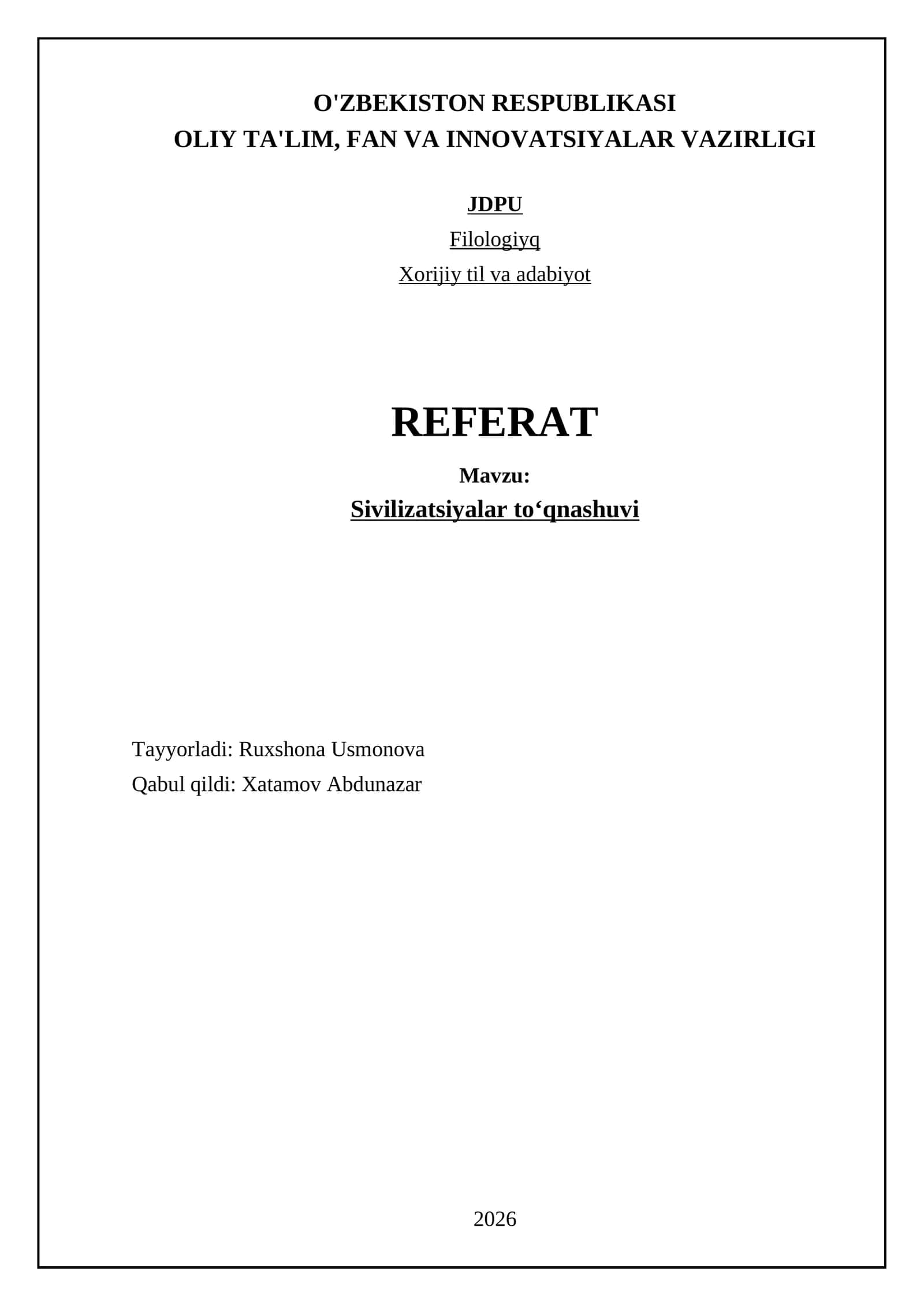 Sivilizatsiyalar toʻqnashuvi 1