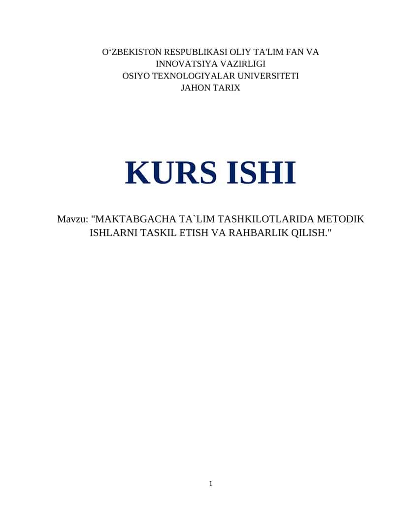 JAHON TARIX KURS ISHI 1