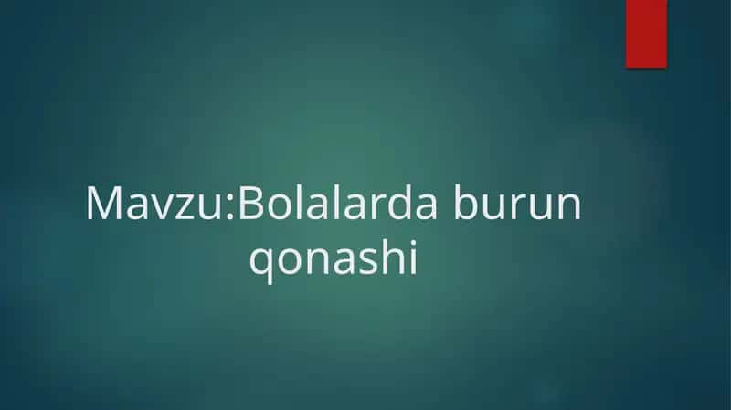 Bolalarda burun qonashi 1