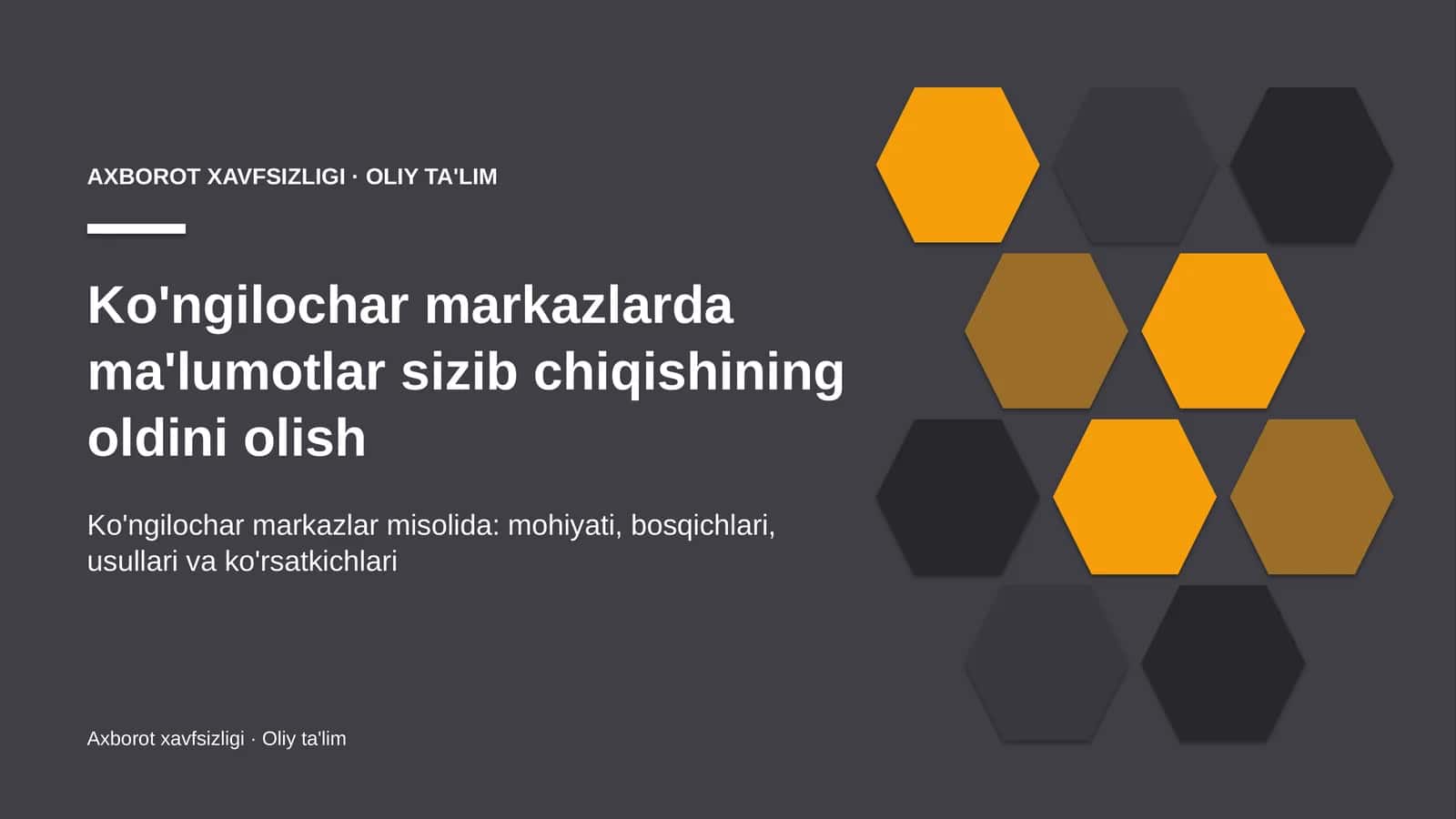 Ko'ngilochar markazlarda ma'lumotlar sizib chiqishining oldini olish 1