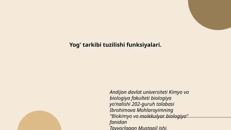 Biokimyo va molekulyar biologiya 1