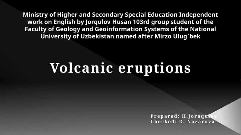 Volcanic eruptions 1