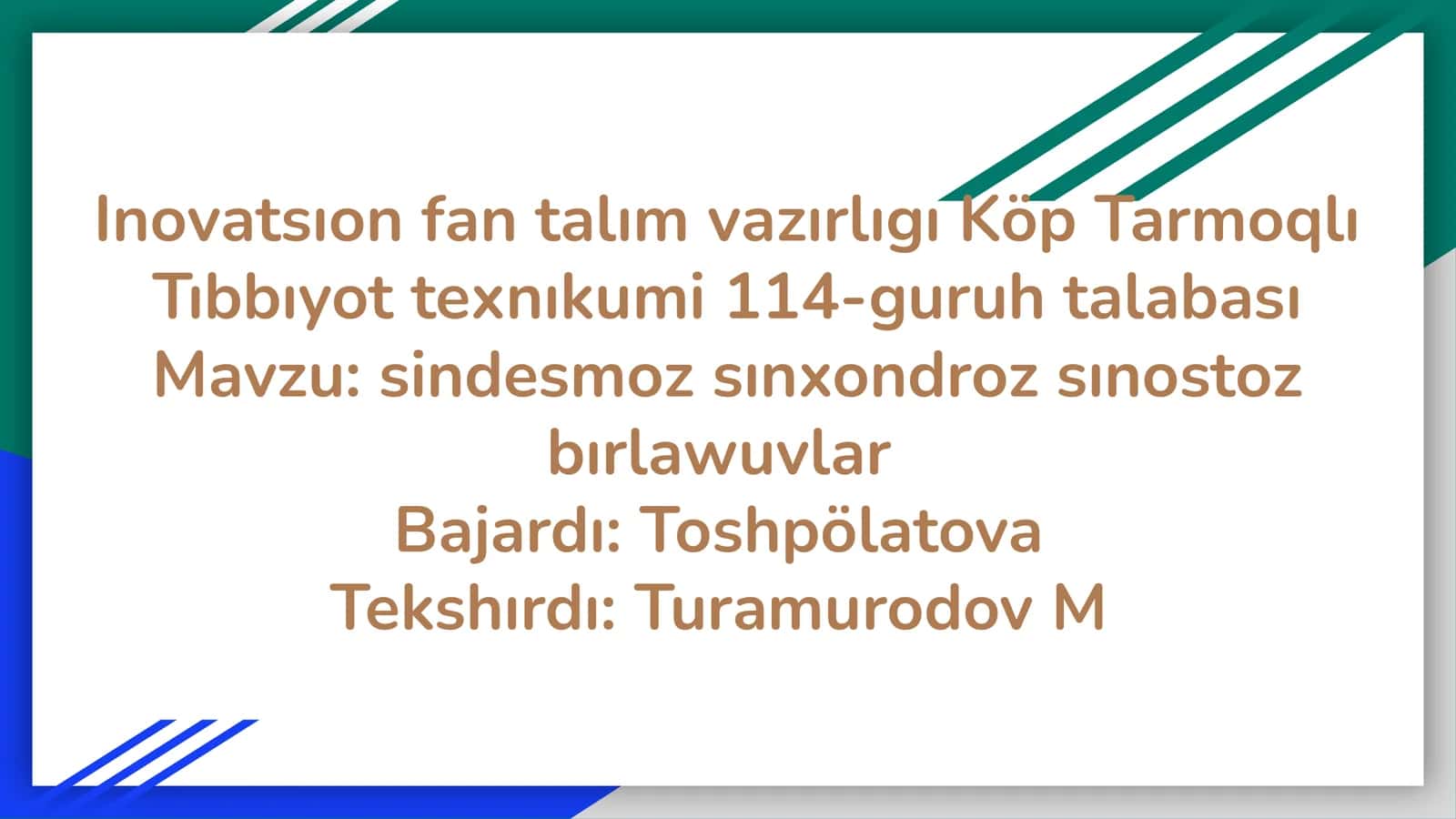Sindesmoz, sınxondroz, sınostoz bırlawuvlar 1