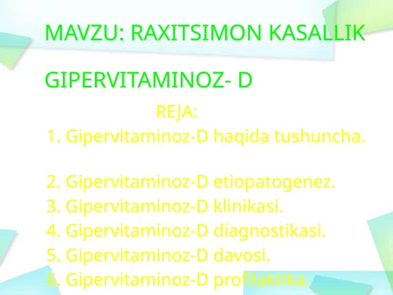RAXITSIMON KASALLIK GIPERVITAMINOZ- D 1