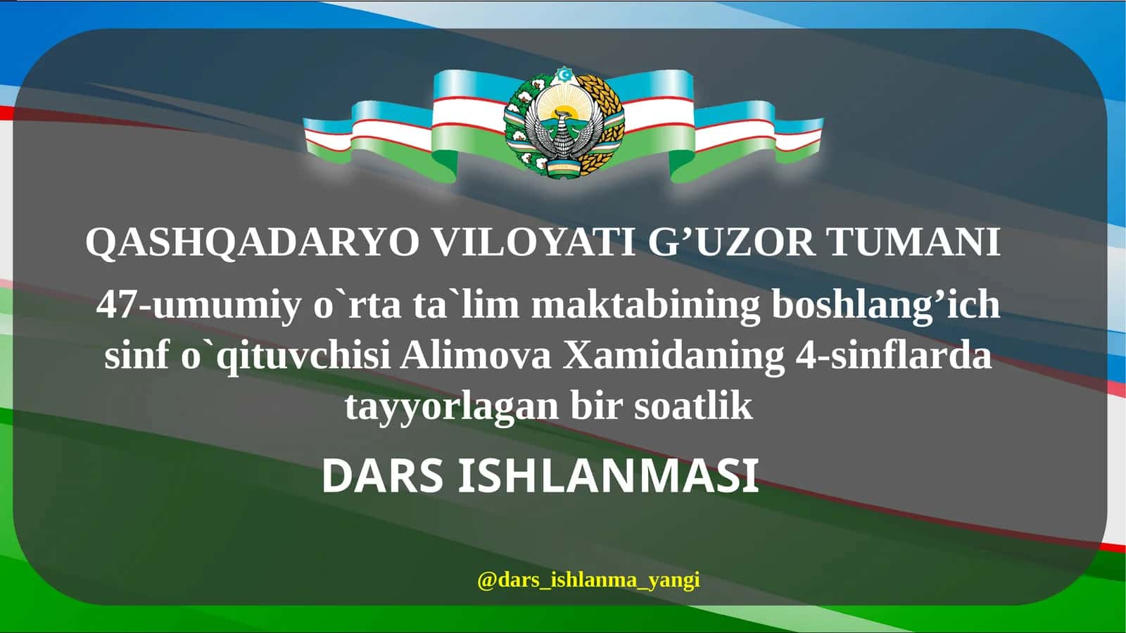 O`NLIKASRLARNIQO‘SHISHVAAYIRISHGADOIR MISOLLAR YECHISH 1