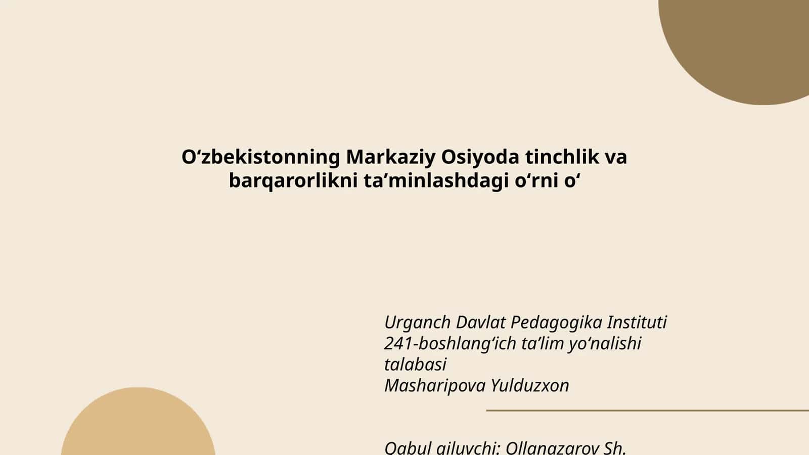 Urganch Davlat Pedagogika Instituti 241-boshlangʻich taʼlim yoʻnalishi talabasi 1