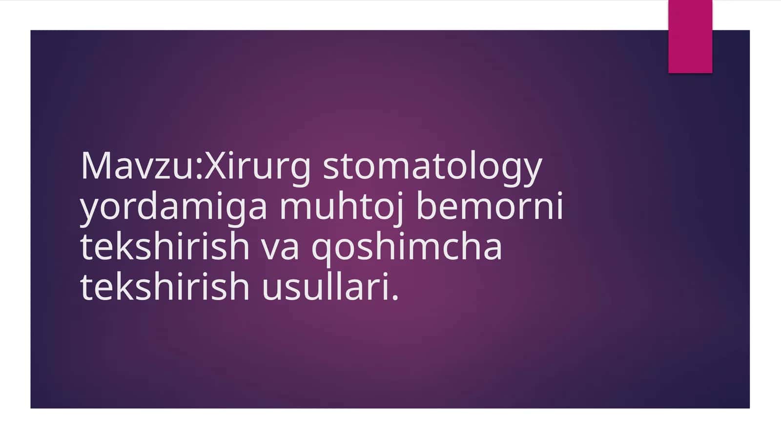 Bemor nitekshirish usullari 1