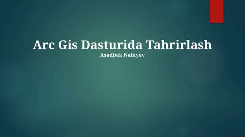 Arc Gis Dasturida Tahrirlash 1