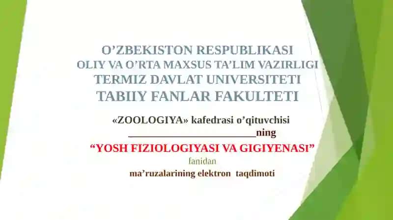 Ayiruv tizimining yoshga oid fiziologiyasi va gigienasi