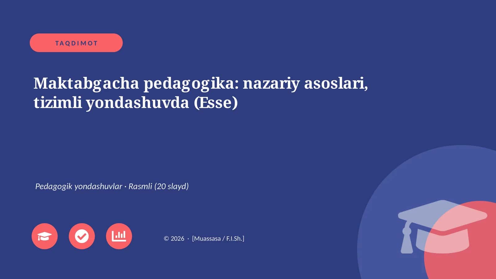 Maktabgacha pedagogika: nazariy asoslari, tizimli yondashuvda (Esse) 1