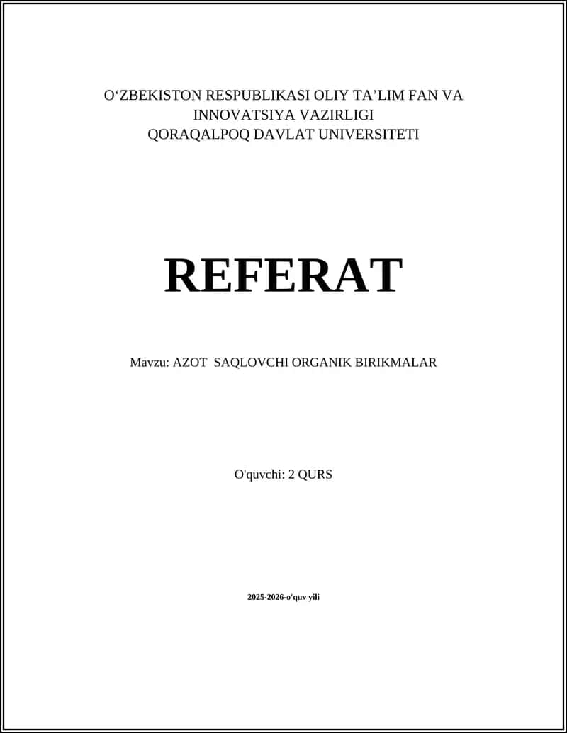 AZOT SAQLOVCHI ORGANIK BIRIKMALAR 1