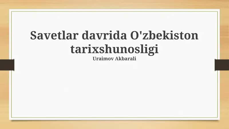 Sovet davri Oʻzbekiston tarixshunosligi 1