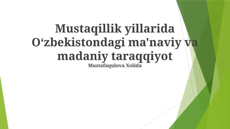 O'zbekistondagi ma'naviy va madaniy taraqqiyot 1