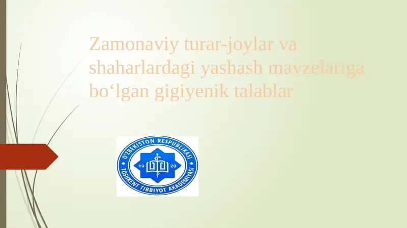 Zamonaviy turar-joylar va shaharlardagi yashash mavzelariga bo'lgan gigiyenik talablar 1