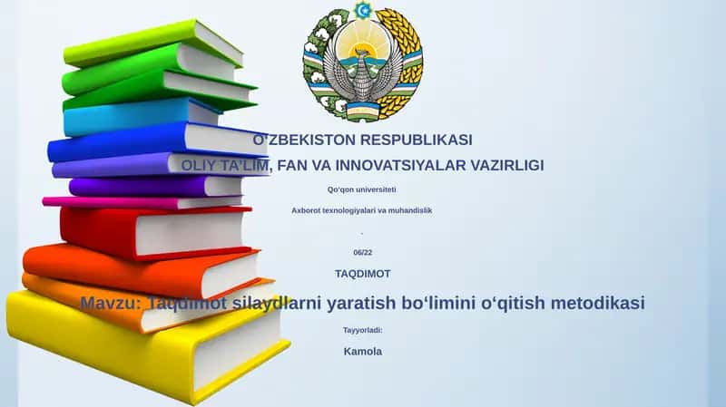 Taqdimot silaydlarni yaratish boʻlimini oʻqitish metodikasi 1