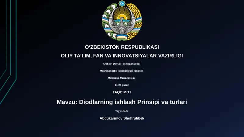Diodlarning ishlash Prinsipi va turlari 1