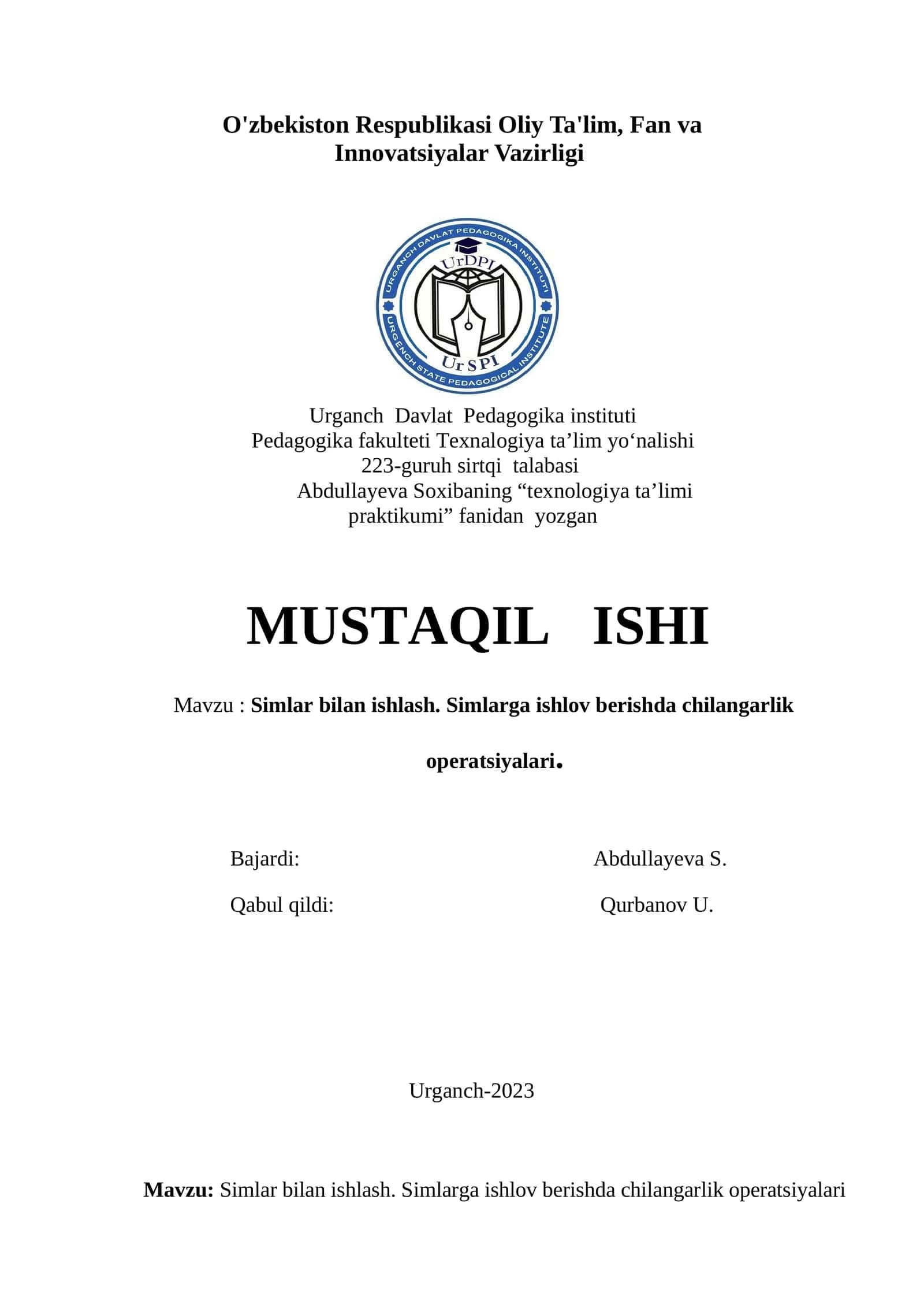 Simlar bilan ishlash. Simlarga ishlov berishda chilangarlik operatsiyalari 1