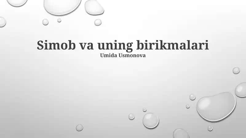Simob va uning birikmalari 1