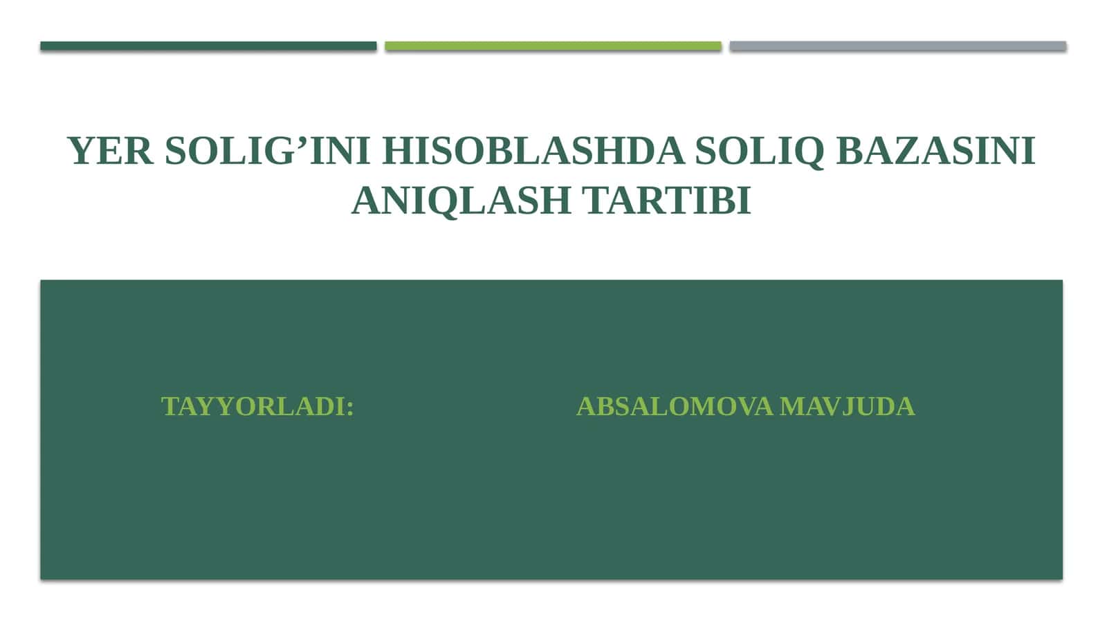Yer solig’ini hisoblashda soliq bazasini aniqlash tartibi 1