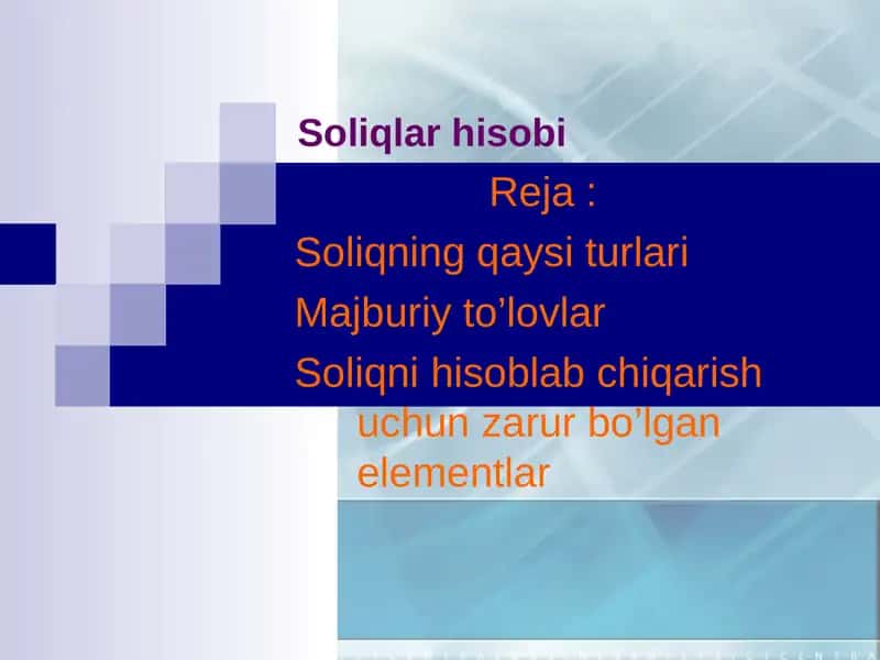 Soliqlar hisobi 1