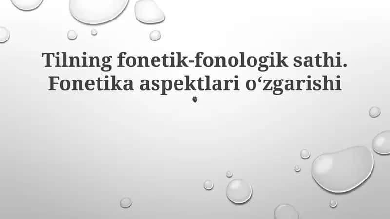 Tilning fonetik-fonologik sathi 1