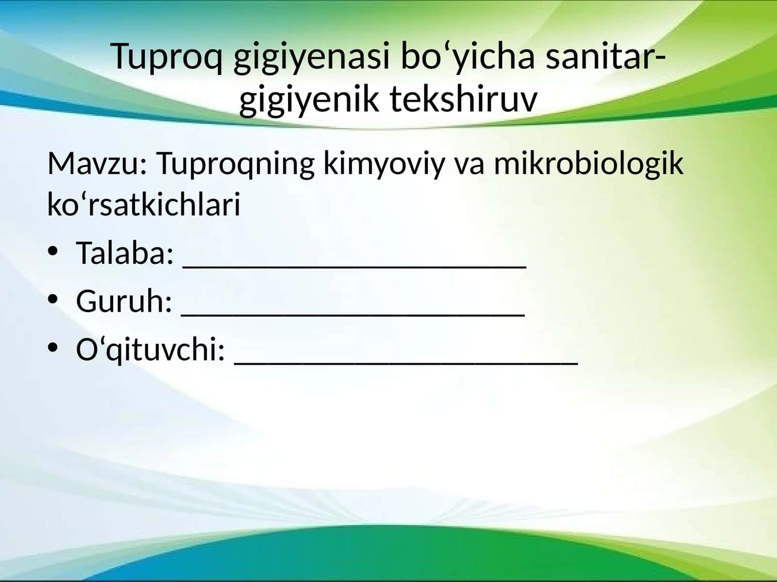 Tuproq gigiyenasi 1