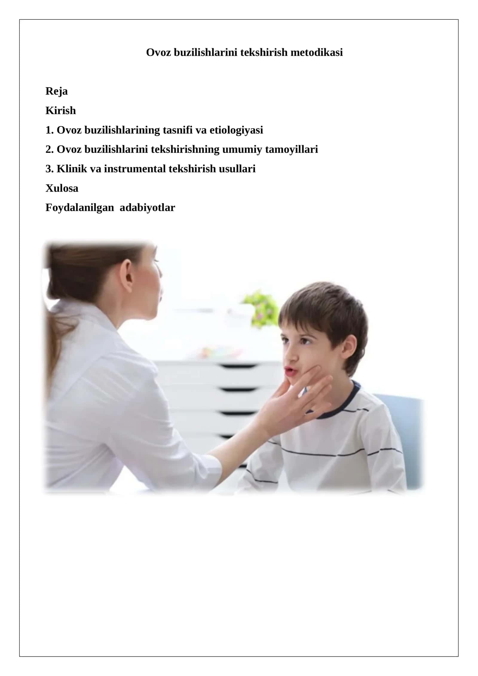 Ovoz buzilishlarini tekshirish metodikasi 1