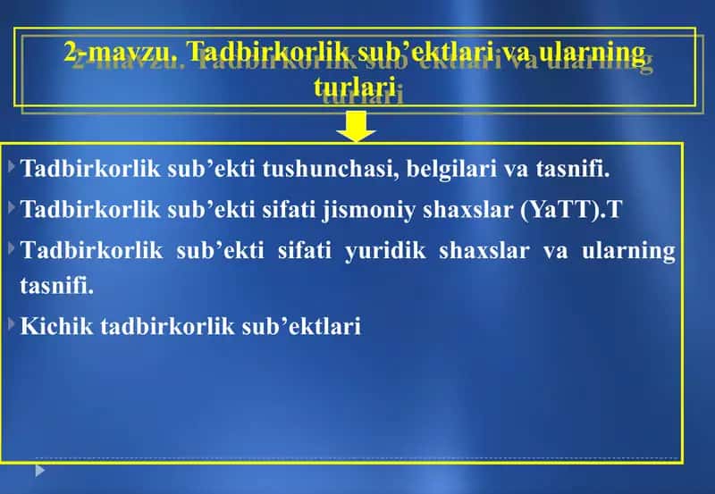 Tadbirkorlik sub’ekti 1