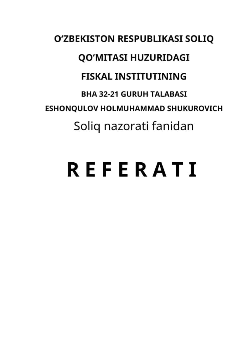 SOLIQ TEKSHIRUVLARINING MOHIYATI VA TURLARI 1